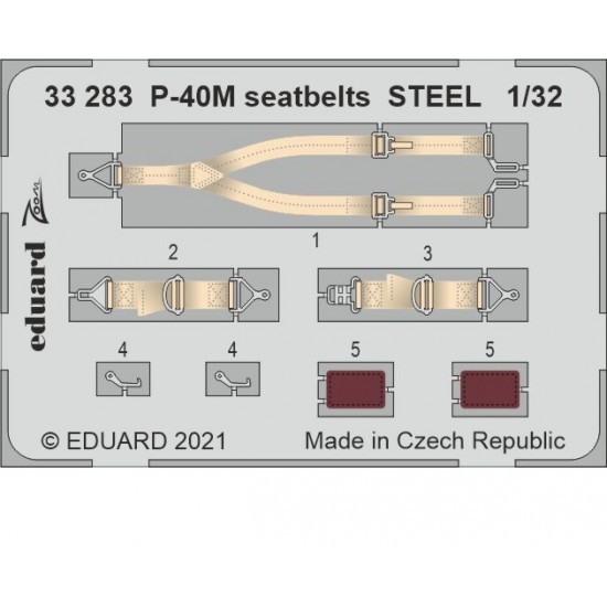 1/32 Curtiss P-40M Warhawk Seatbelts Detail Set for Trumpeter kits