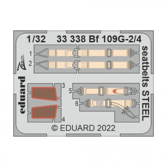 1/32 Messerschmitt Bf 109G-2/4 Seatbelts set for Revell kits