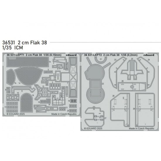 1/35 2cm Flak 38 Anti-aircraft Gun Detail set for ICM kits