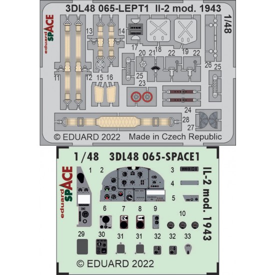 1/48 Ilyushin Il-2 mod. 1943 SPACE Decals & PE parts for Zvezda kits