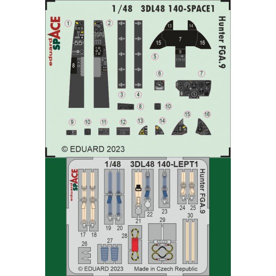 1/48 Hawker Hunter FGA.9 Interior Details (3D decal) for Airfix kits