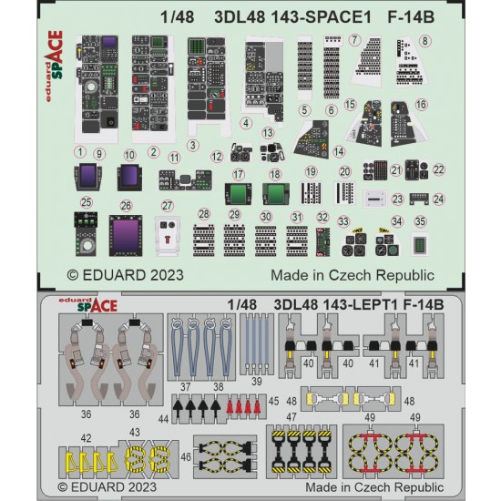 1/48 Grumman F-14B Tomcat Interior Details (3D decal) for Great Wall Hobby kits