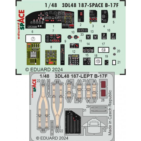 1/48 B-17F Flying Fortress 3D Decals and PE parts [SPACE] for Eduard #ED 11183