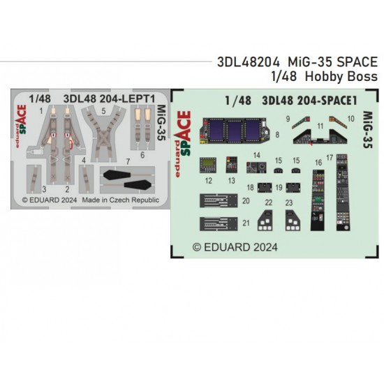 1/48 Mikoyan MiG-35 Dashboard 3D Decal and Seatbelts PE for Hobby Boss kits