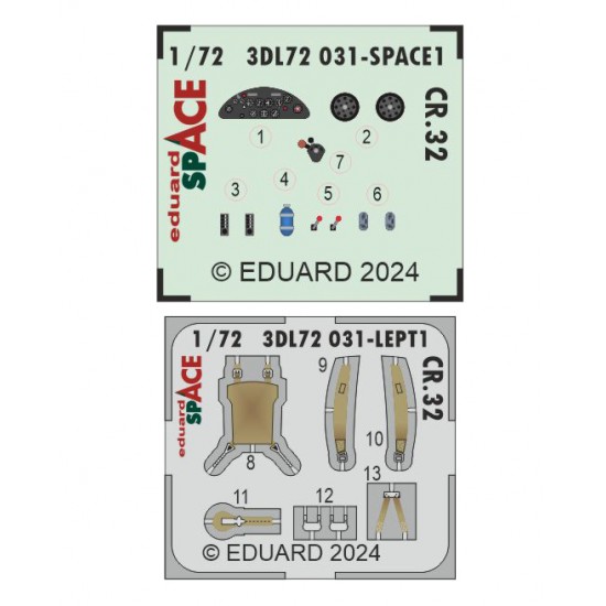 1/72 Fiat CR.32 3D Decals & PE parts for Italeri kits