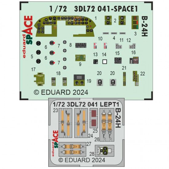 1/72 B-24H Liberator Panels 3D Decal and Seatbelts PE for Airfix kits