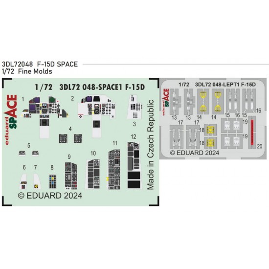 1/72 McDonnell Douglas F-15D Eagle Cockpit 3D Decal and PE parts for Fine Molds