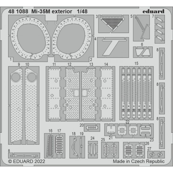 1/48 Mil Mi-35M Attack Helicopter Exterior Detail set (PE) for Zvezda kits