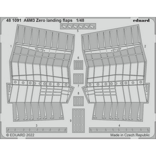 1/48 Mitsubishi A6M3 Zero Landing Flaps Detail set (PE) for Eduard kits