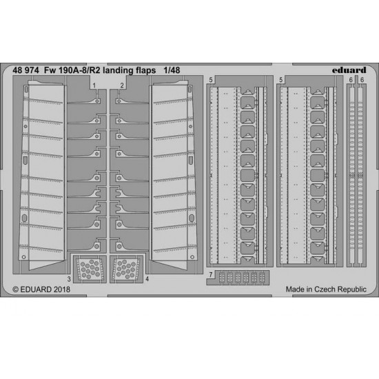 1/48 Focke-Wulf Fw 109A-8/R2 Landing Flaps Detail Set (PE) for Eduard kits