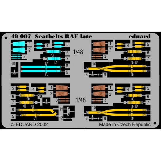 Colour Photoetch for 1/48 RAF Late Seatbelts