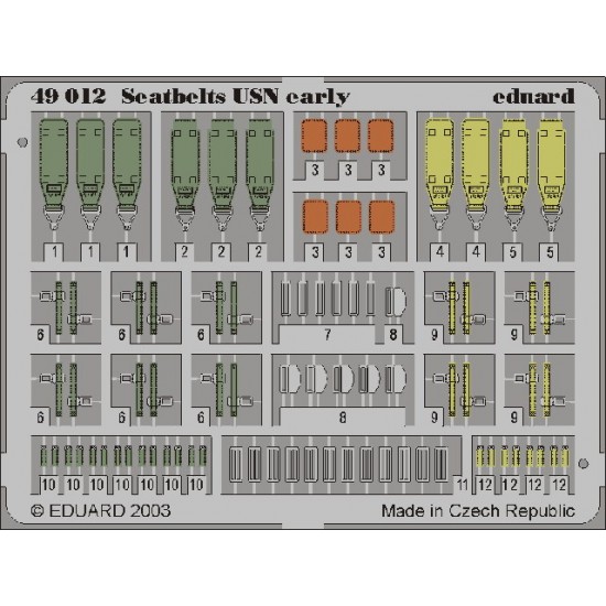 Colour Photoetch for 1/48 USN Early Seatbelts 