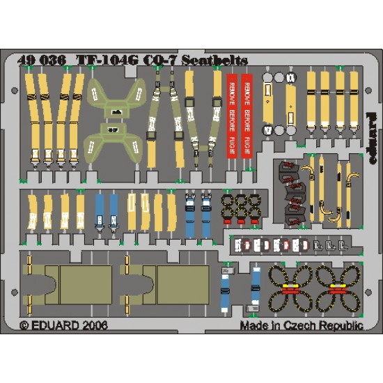 Colour Photoetch for 1/48 F-104G GQ-7 Seatbelts for Hasegawa kit