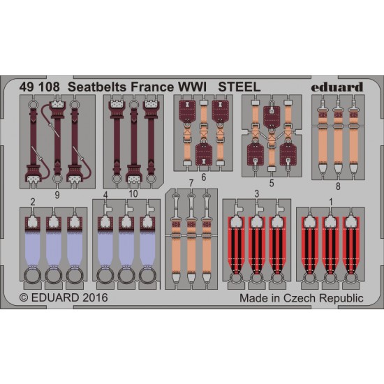 1/48 WWI France Seatbelts (Steel, 1 Photo-Etched Sheet)