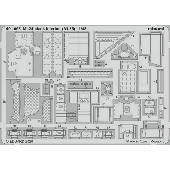 1/48 Mil Mi-24 Interior Black (Mi-35) Detail Set for Zvezda kits