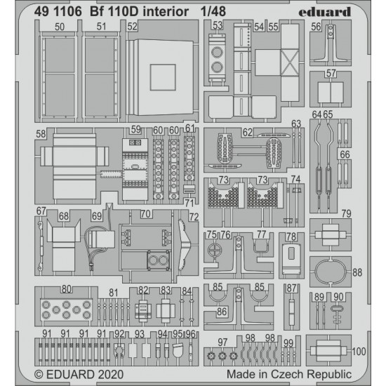 1/48 Messerschmitt Bf 110D Interior Detail Set for Dragon kits