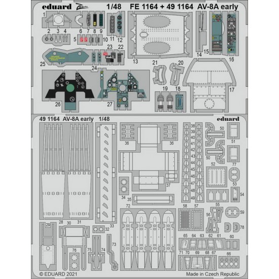 1/48 Hawker Siddeley AV-8A Harrier Early Detail Set for Kinetic kits