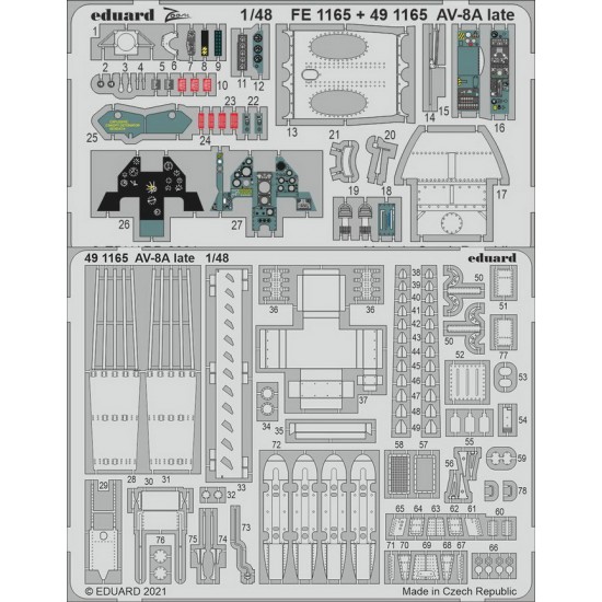 1/48 Hawker Siddeley AV-8A Harrier Late Detail Set for Kinetic kits