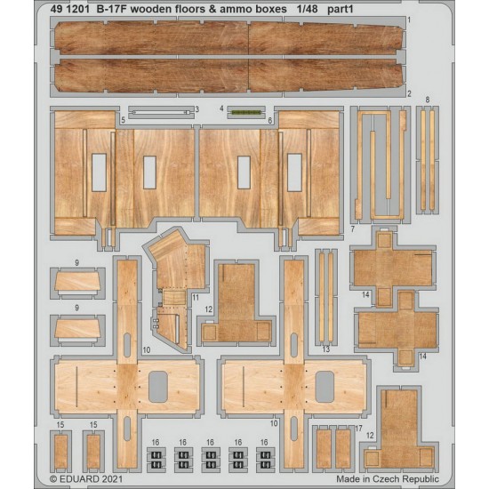 1/48 Boeing B-17F Flying Fortress Wooden Floors & Ammo Boxes Set for HK Models kits