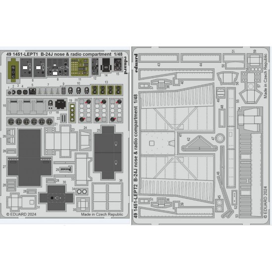 1/48 Consolidated B-24J Liberator Nose & Radio Compartment PE set for HobbyBoss kits