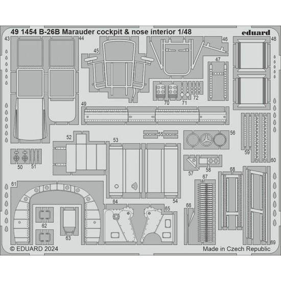 1/48 Martin B-26B Marauder Cockpit & Nose Interior Photo-etched set for ICM kits