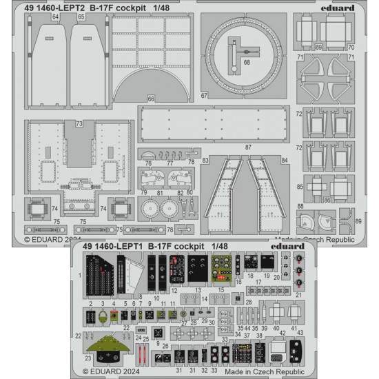 1/48 B-17F Flying Fortress Cockpit PE set for Eduard #ED 11183