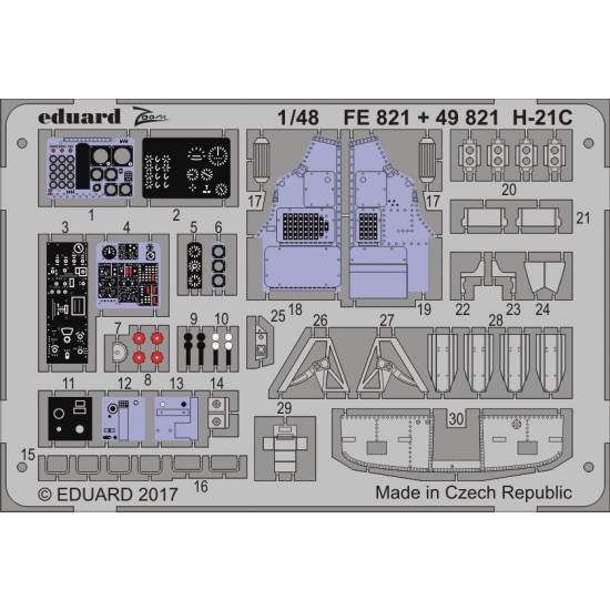 1/48 Piasecki H-21C Shawnee Interior Detail Set for Italeri kit (2 Photo-Etched Sheets)