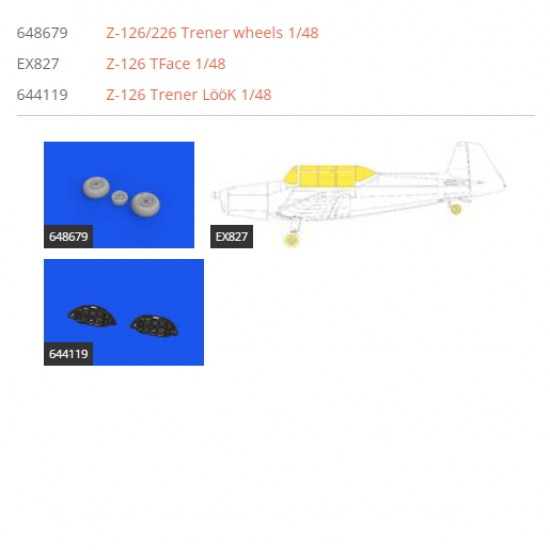 1/48 Zlin Z-126 Trener Detail Set for Eduard kits