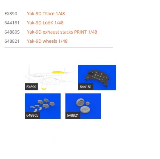 1/48 Yakovlev Yak-9D Detail Parts for Zvezda kits