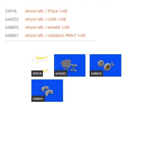 1/48 Avro Anson Mk.I Detail Parts for Airfix kits