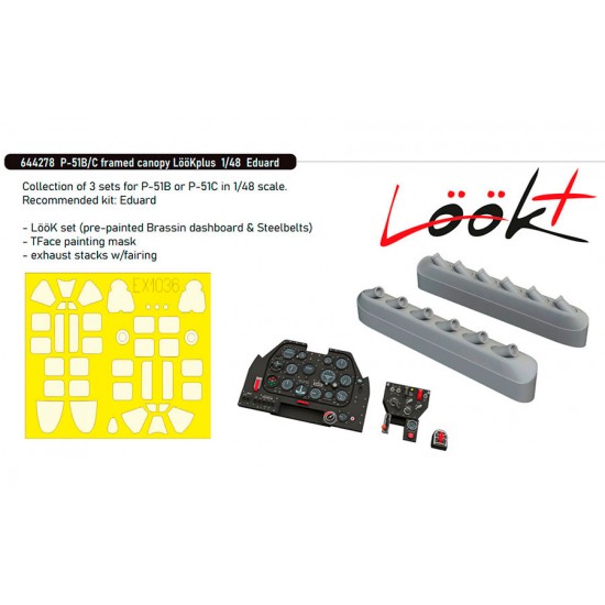 1/48 P-51B/C Mustang Framed Canopy and Detail Parts for Eduard kits