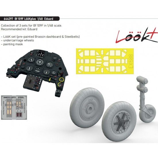 1/48 Bf 109F Dashboard, Seatbelts and other Detail Parts for Eduard kits