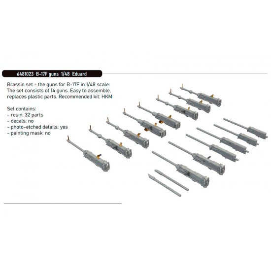 1/48 B-17F Flying Fortress Guns 3D Printed parts for Eduard #ED 11183