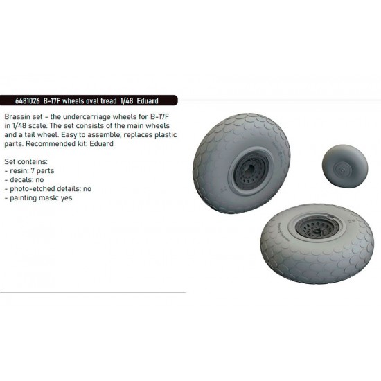 1/48 B-17F Flying Fortress Wheels Ova Tread 3D Printed parts for Eduard #ED 11183