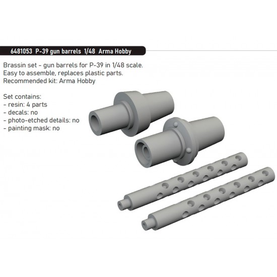 1/48 Bell P-39 Airacobra Gun Barrels for Arma Hobby kits