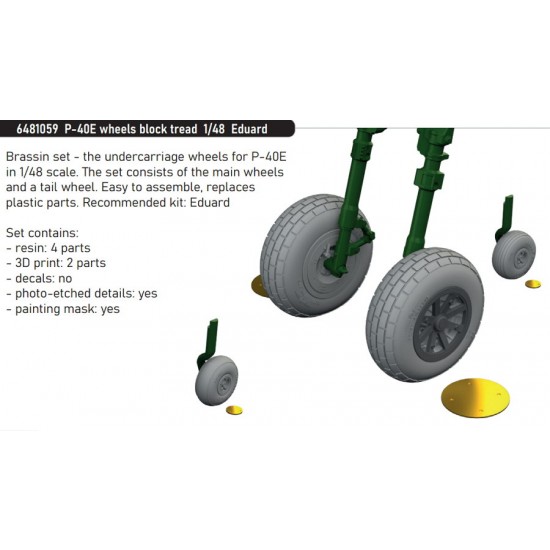 1/48 P-40E Wheels Block Tread for Eduard kits