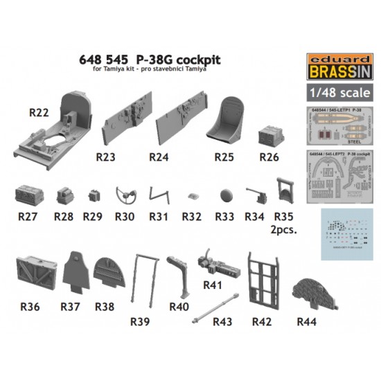 1/48 Lockheed P-38G Lightning Cockpit Detail Set for Tamiya kits