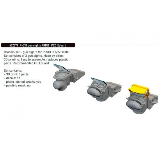 1/72 P-51D Mustang Gun Sights 3D Print Parts for Eduard kits