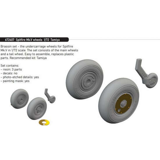 1/72 Supermarine Spitfire Mk.V Wheels for Tamiya kits