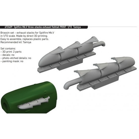 1/72 Supermarine Spitfire Mk.V Three-stacks Exhaust Fishtail for Tamiya kits