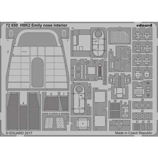 1/72 Kawanishi H8K2 Emily Nose Interior Detail Set for Hasegawa kit (1 Photo-Etched Sheet)