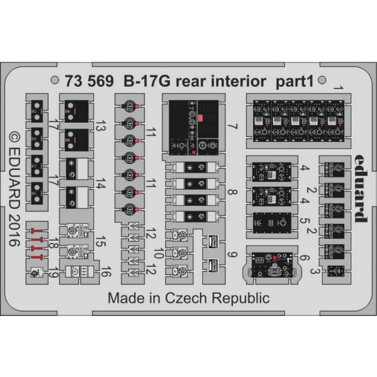 1/72 Boeing B-17G Flying Fortress Rear Interior Detail Set for Airfix kit A08017 (2PE)