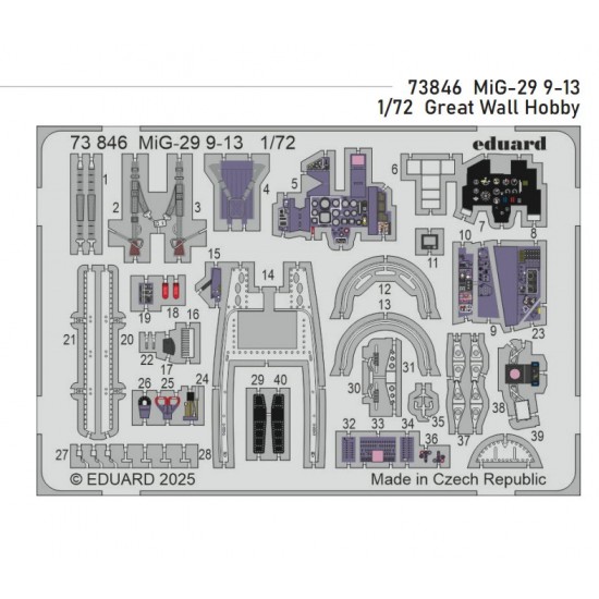 1/72 Mikoyan MiG-29 9-13 PE parts for Great Wall Hobby kits