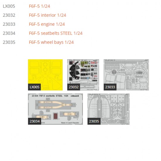 1/24 Grumman F6F-5 Hellcat Super Detail Set for Airfix kits