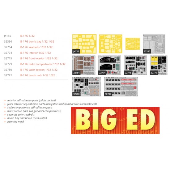 1/32 Boeing B-17G Flying Fortress Super Detail Set - PART I for Hong Kong Models