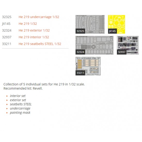 1/32 Heinkel He 219 Super Detail Set for Revell kits