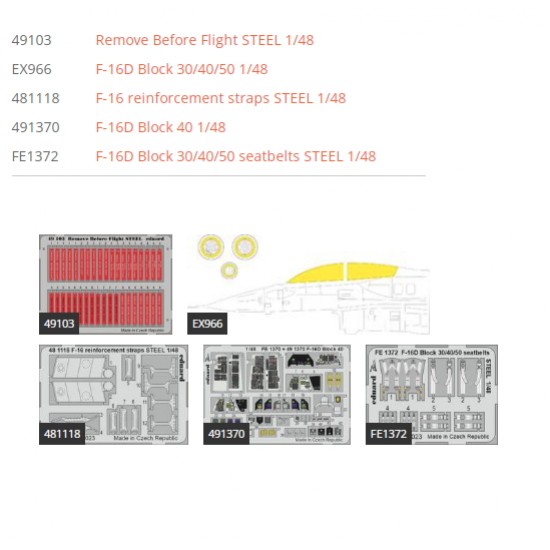 1/48 General Dynamics F-16D Fighting Falcon Block 40 Super Detail Set for Kinetic kits