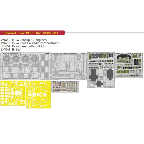 1/48 B-24J Liberator Part I Super Detail Set for Hobby Boss kits