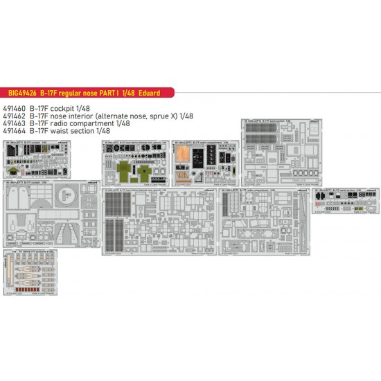 1/48 B-17F Flying Fortress Regular Nose Part I Super Detail Set for Eduard kits