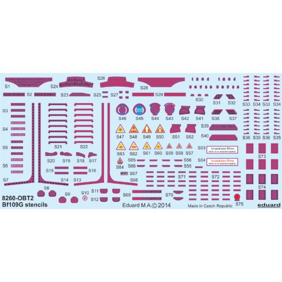 1/48 Messerschmitt Bf 109G Stencils for Eduard kit